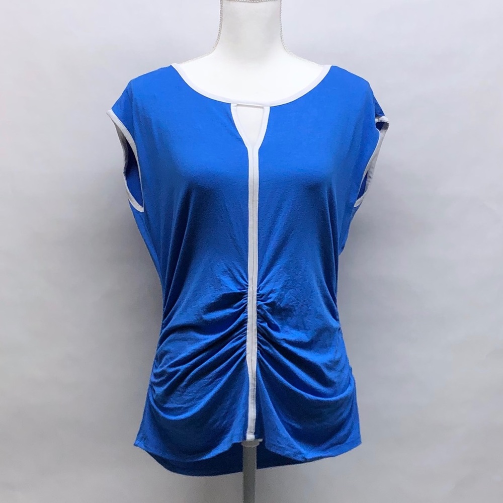 Vince Camuto Blue Gathered Top